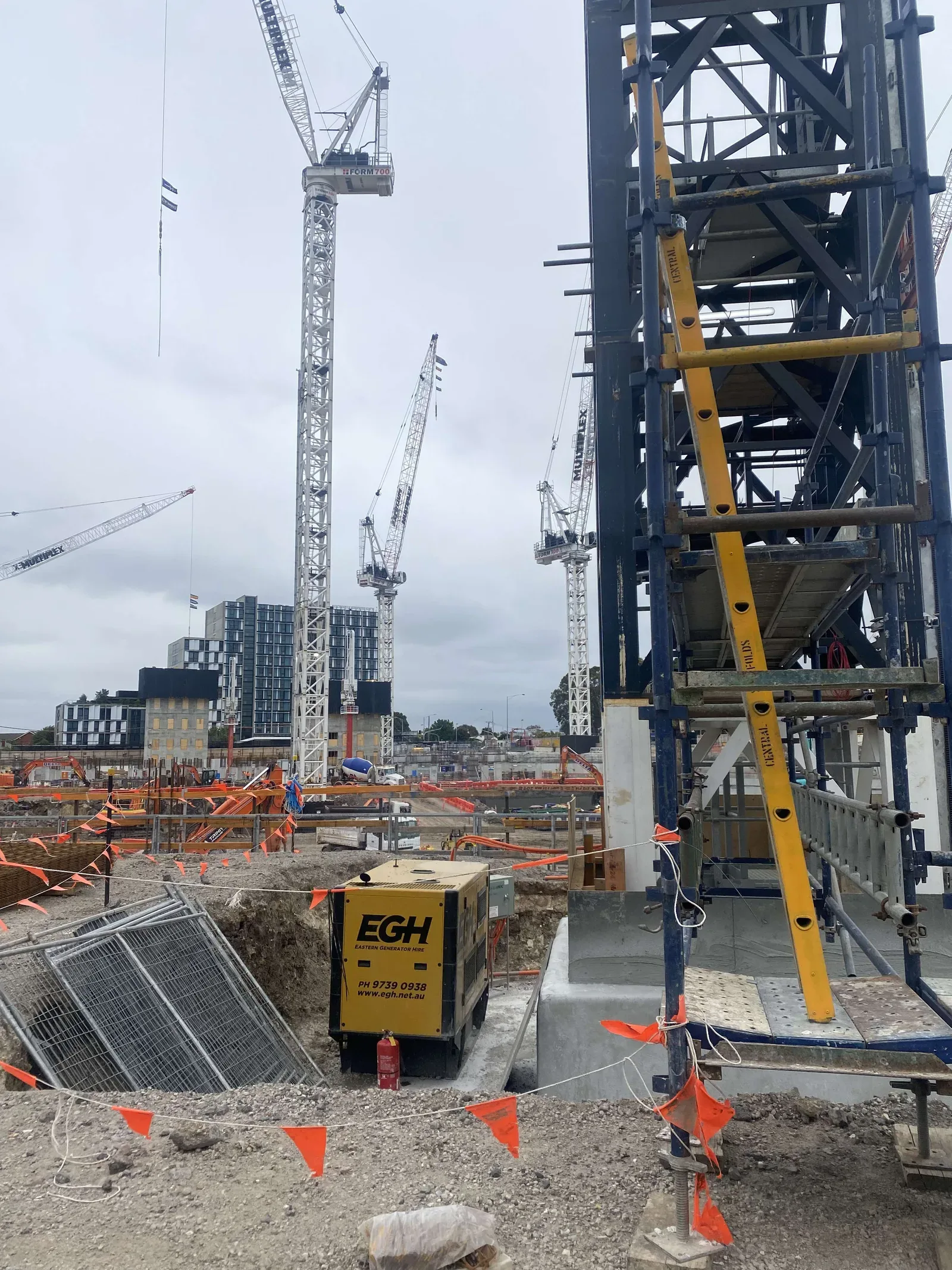 Construction site powered by a generator